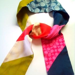 Coach Legacy multicolored signature C silk ribbon scarf